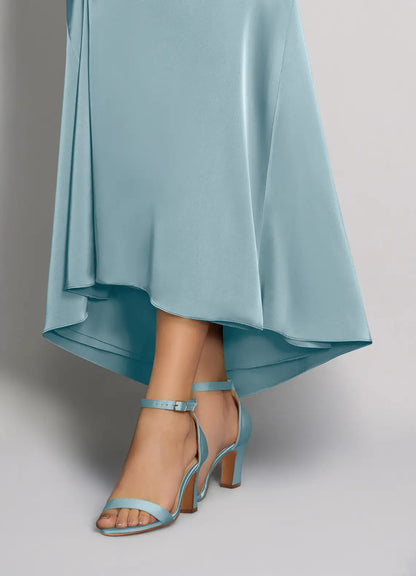 Dames Sandaal Poederblauw | Blokhak | Enkelbandje | Suède
