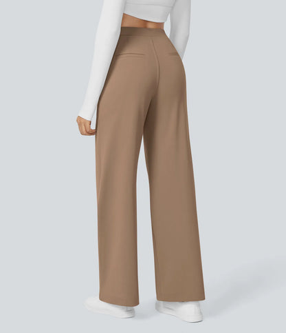 Vrouwen Wijde Pantalon Beige | Hoge Taille | Rechte Pijpen | Chic & Comfortabel