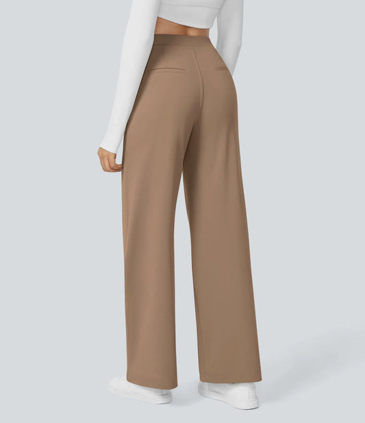 Vrouwen Wijde Pantalon Beige | Hoge Taille | Rechte Pijpen | Chic & Comfortabel