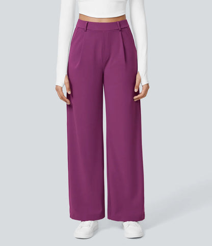 Vrouwen Wijde Pantalon Paars | Hoge Taille | Rechte Pijpen | Chic & Comfortabel