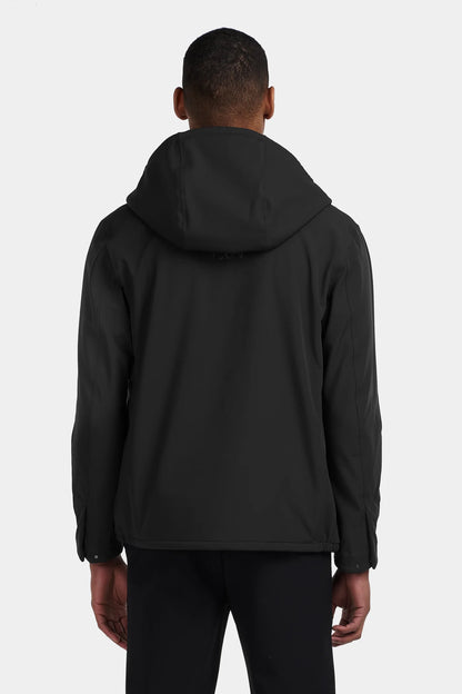 Heren Jas | Zwart Softshell Jack met Capuchon | Waterafstotend & Comfortabel