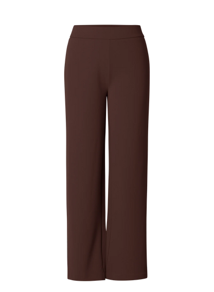 Dames Broek Donkerbruin | Wijde Pijpen | Hoge Taille | Elegant Comfort