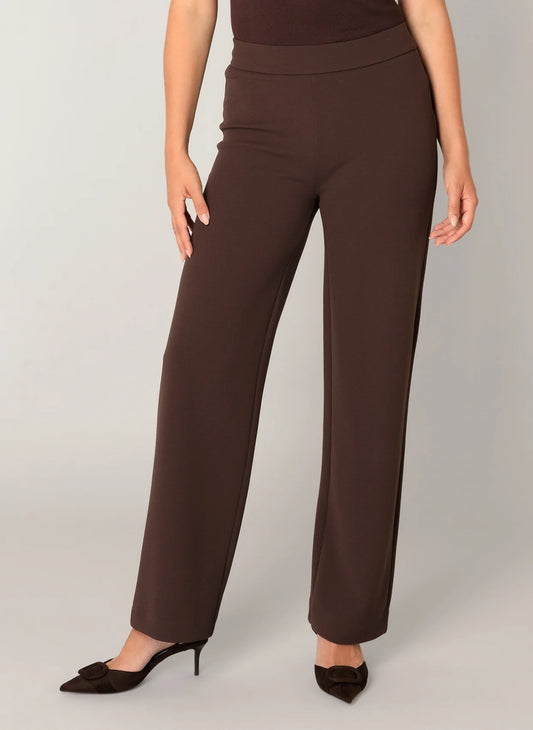 Dames Broek Donkerbruin | Wijde Pijpen | Hoge Taille | Elegant Comfort