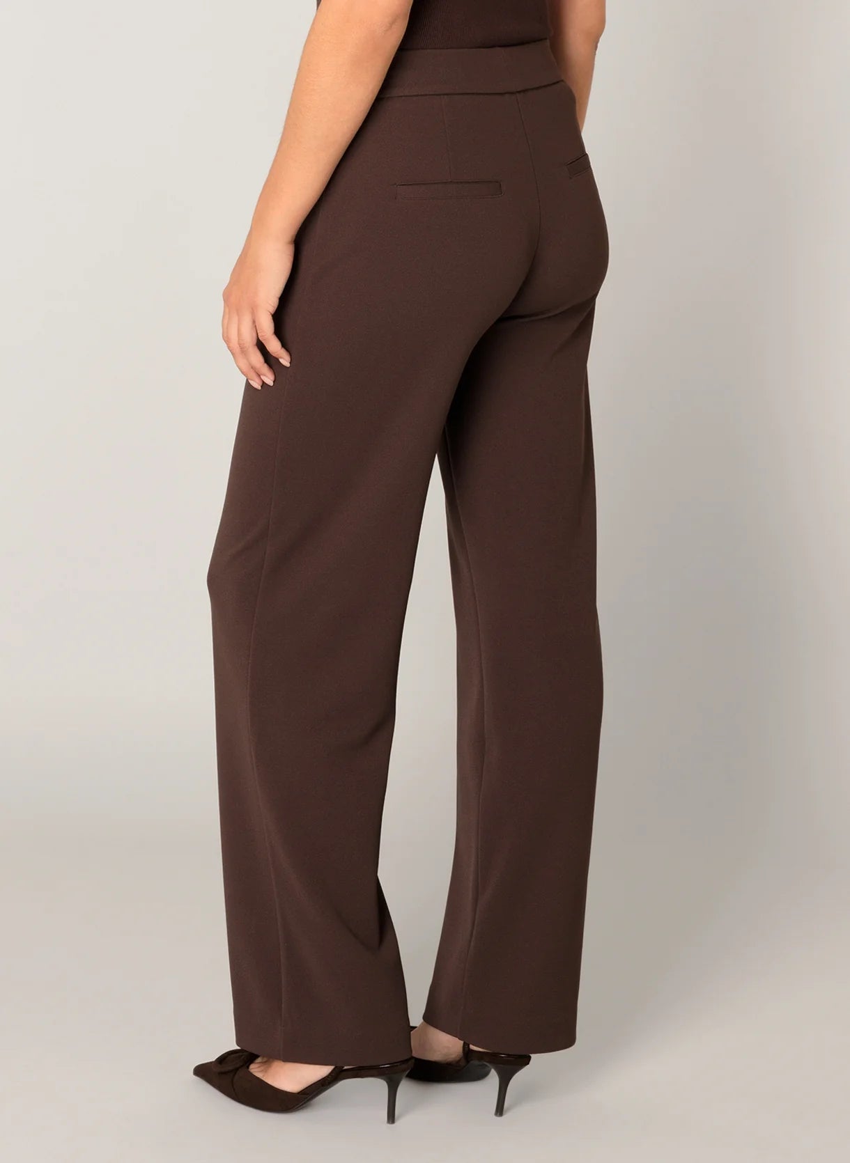 Dames Broek Donkerbruin | Wijde Pijpen | Hoge Taille | Elegant Comfort