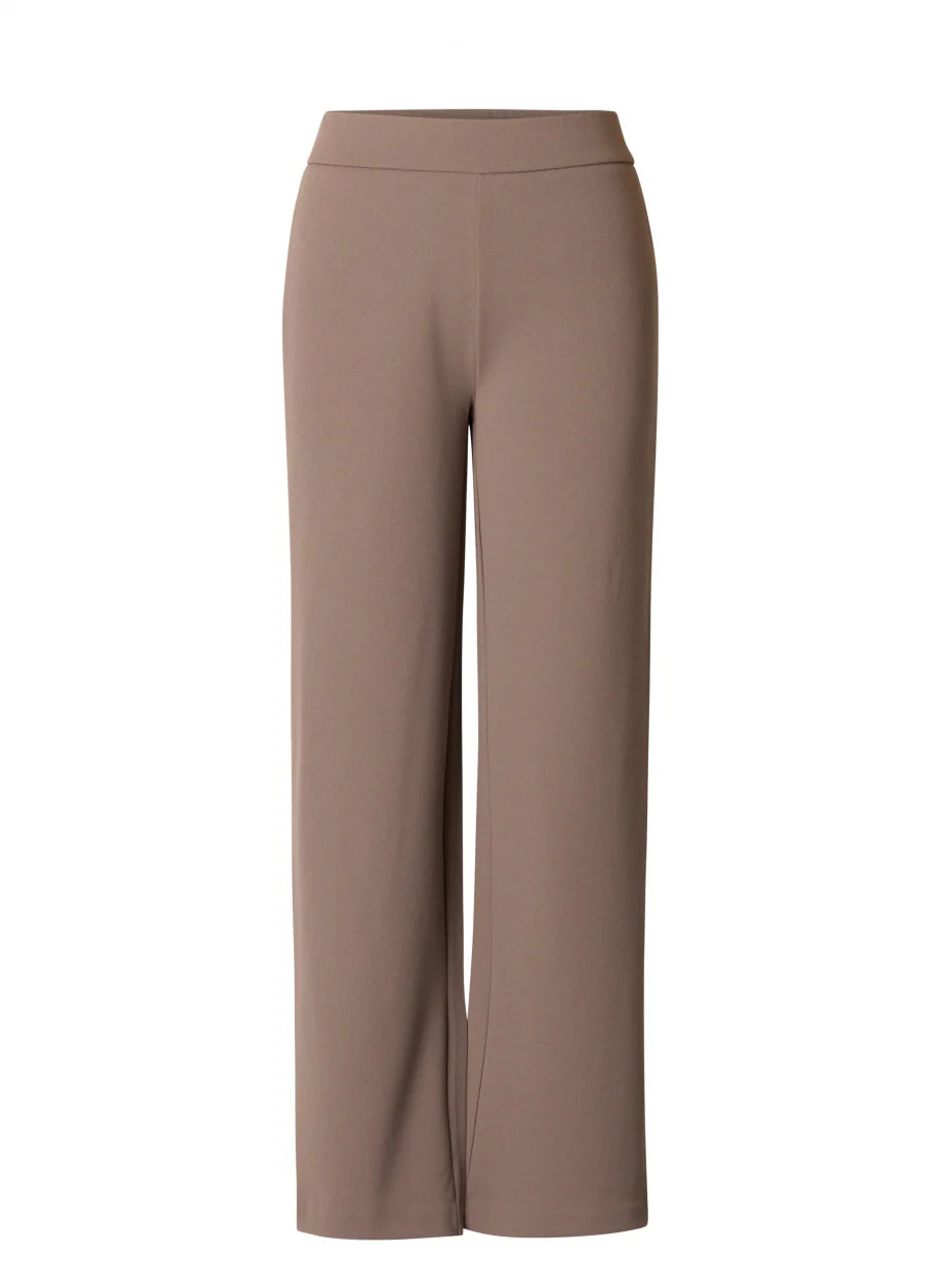 Dames Broek Taupe | Wijde Pijpen | Hoge Taille | Comfort Fit
