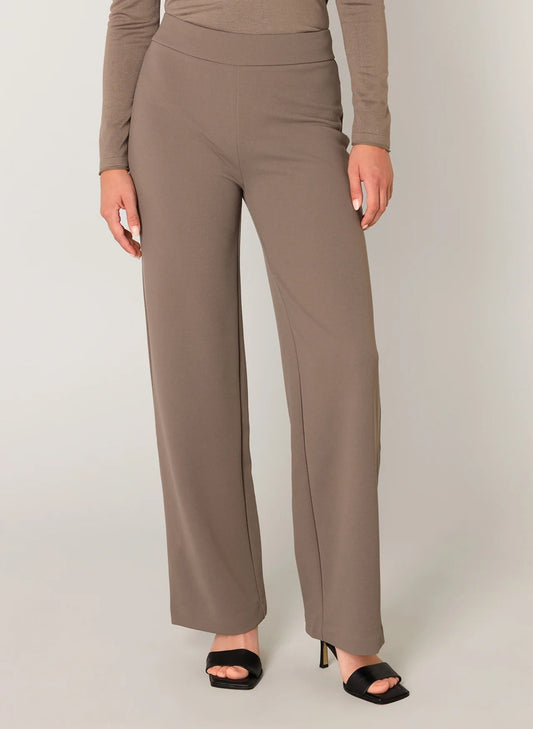 Dames Broek Taupe | Wijde Pijpen | Hoge Taille | Comfort Fit