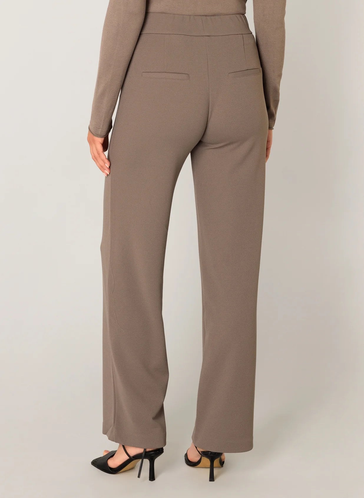 Dames Broek Taupe | Wijde Pijpen | Hoge Taille | Comfort Fit