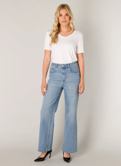 Dames Spijkerbroek Lichtblauw | Hoge Taille | Flared Fit | 5-Pocket Design