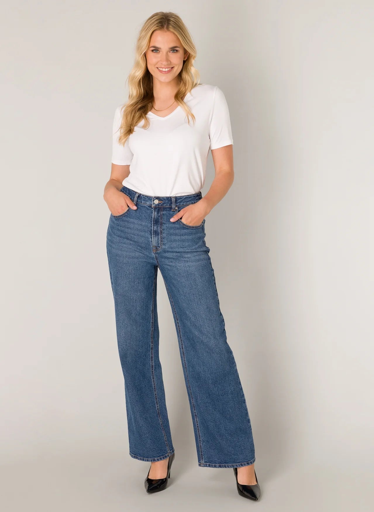 Dames Spijkerbroek Blauw | Hoge Taille | Wide Leg | Klassiek 5-Pocket Model