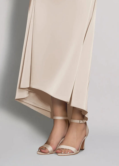 Dames Sandaal Licht Beige | Blokhak | Enkelbandje | Suède-look