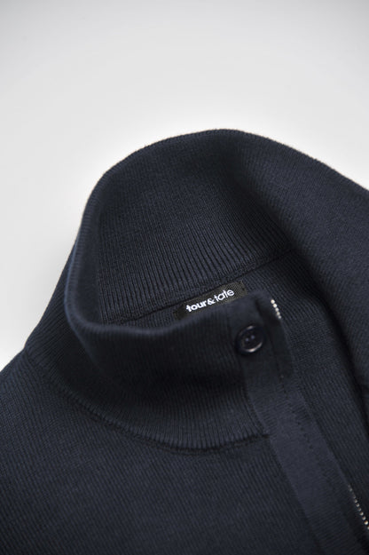 Halve zip donkerblauwe trui