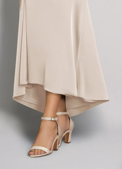 Dames Sandaal Licht Beige | Blokhak | Enkelbandje | Suède-look