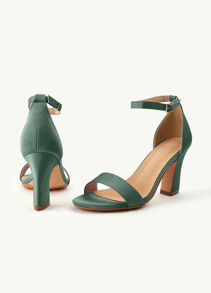 Dames Sandaal Eucalyptus | Blokhak | Enkelbandje