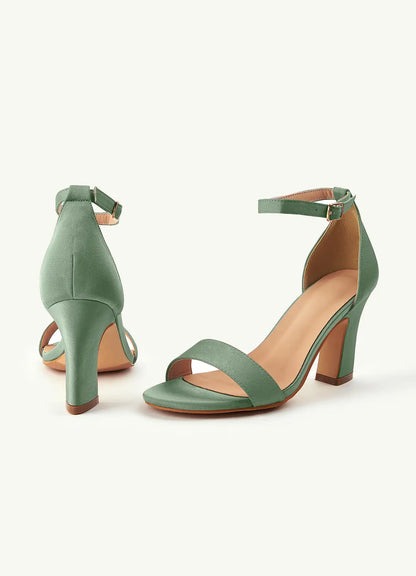 Dames Sandaal Eucalyptus | Blokhak | Enkelbandje