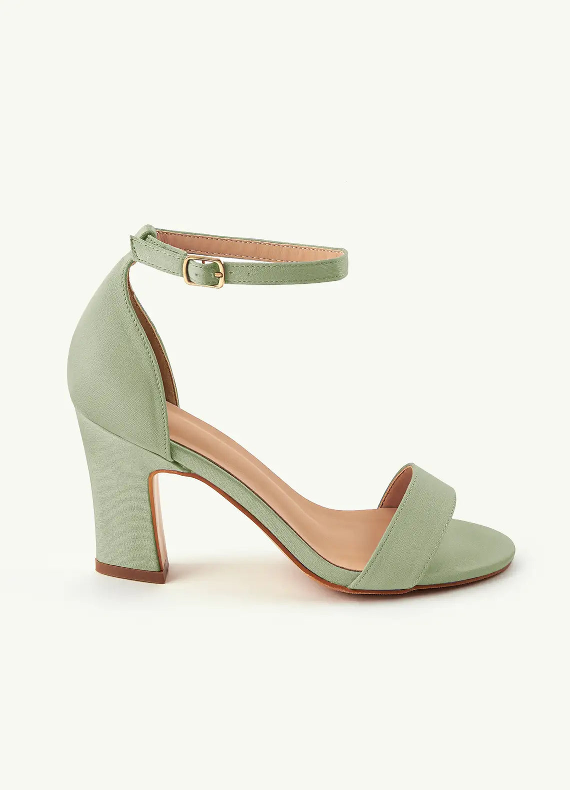 Dames Sandaal Lichtgroen | Blokhak | Enkelbandje