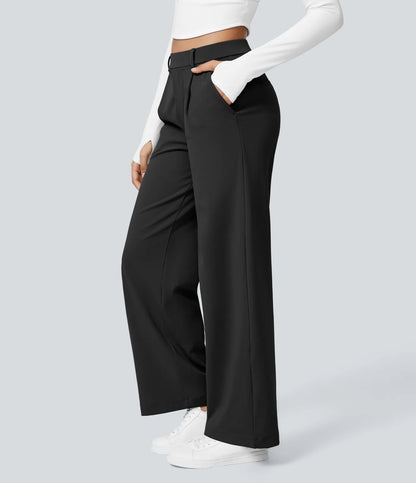 Vrouwen Wijde Pantalon Zwart | Hoge Taille | Rechte Pijpen | Elegant & Comfortabel