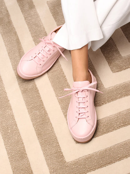 Dames Sneakers | Roze Nappa Leer | Stijlvolle Lage Sneakers