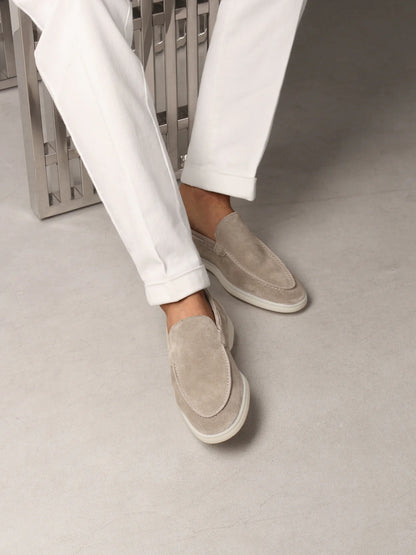 Yacht Loafers Heren | Lichtgrijs Suède | Luxe Italiaanse Instappers Zomer