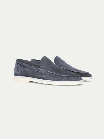 Yacht Loafers Heren | Middenblauw Suède | Italiaanse Luxe Instappers