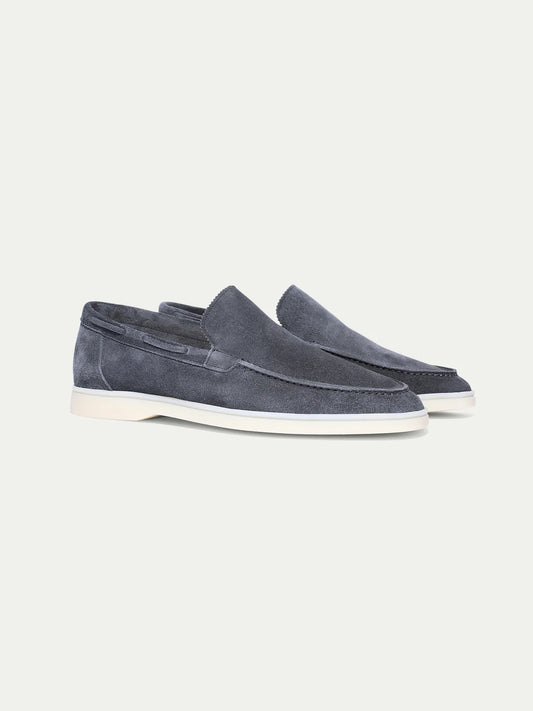 Yacht Loafers Heren | Middenblauw Suède | Italiaanse Luxe Instappers