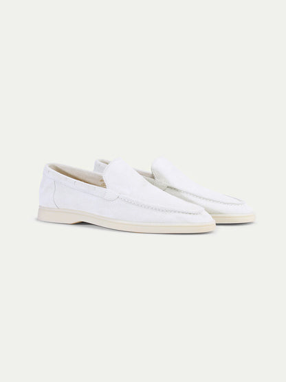 Witte Suède Loafers Heren | Yacht White | Instappers Zomerschoenen