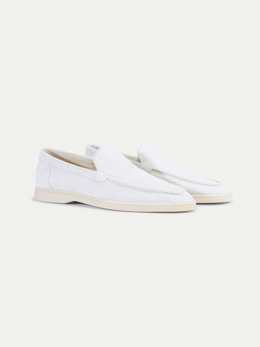 Witte Suède Loafers Heren | Yacht White | Instappers Zomerschoenen