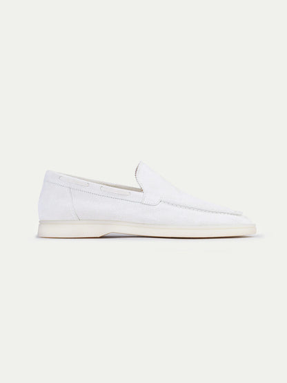 Witte Suède Loafers Heren | Yacht White | Instappers Zomerschoenen
