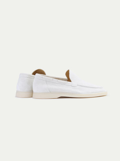 Witte Suède Loafers Heren | Yacht White | Instappers Zomerschoenen