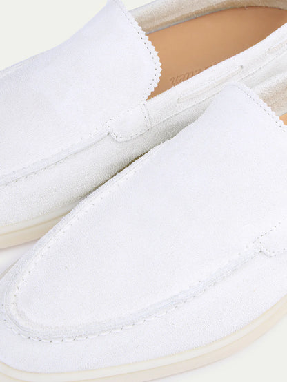 Witte Suède Loafers Heren | Yacht White | Instappers Zomerschoenen