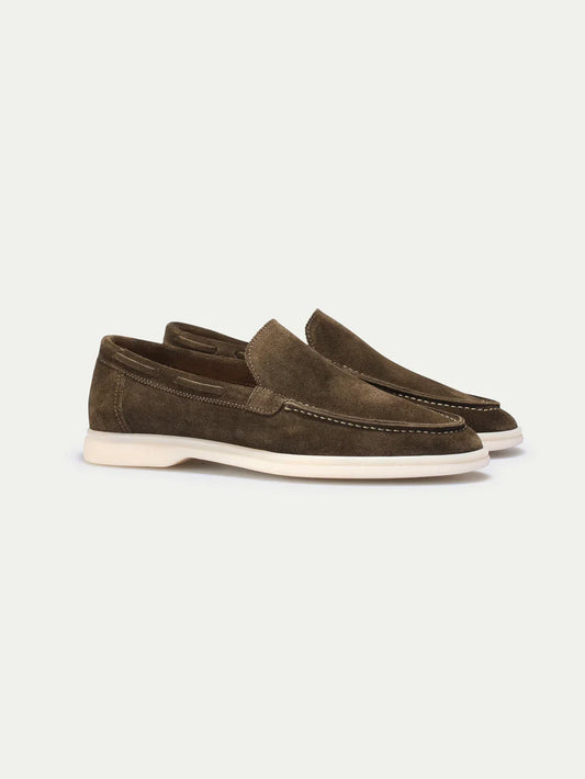 Dames Loafers | Olijf Suède | Luxe Zomerschoenen