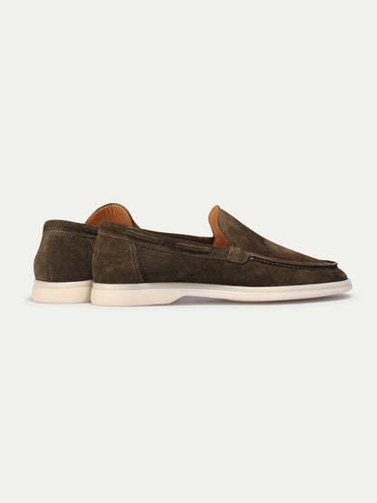 Dames Loafers | Olijf Suède | Luxe Zomerschoenen