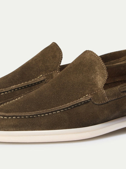Dames Loafers | Olijf Suède | Luxe Zomerschoenen