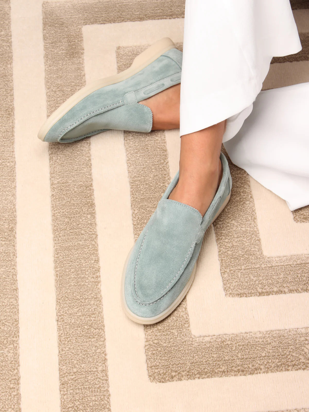 Dames Loafers | Petrol Suède | Luxe Slip-On Schoenen