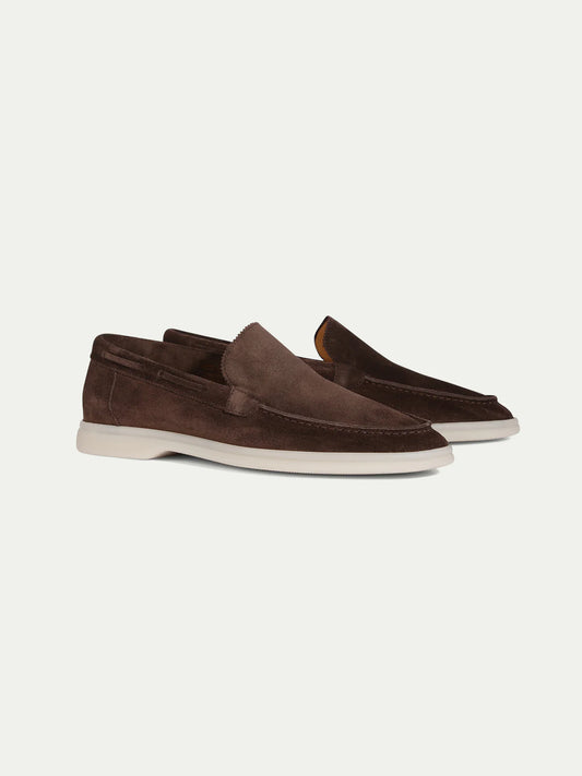 Dames Loafers | Warmgrijs Suède | Luxe Zomerschoenen