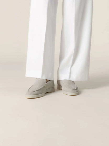 Dames Loafers | Suède Grijs | Luxe Slip-On Schoenen