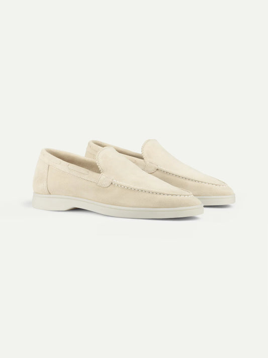 Dames Loafers | Suède Ecru | Luxe Slip-On Schoenen