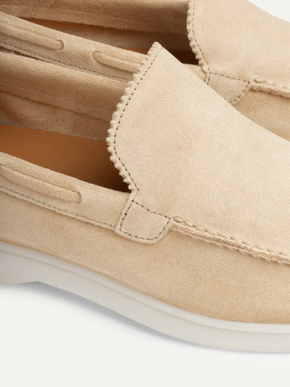 Dames Loafers | Lichtbeige | Suède | Comfortabele Instappers