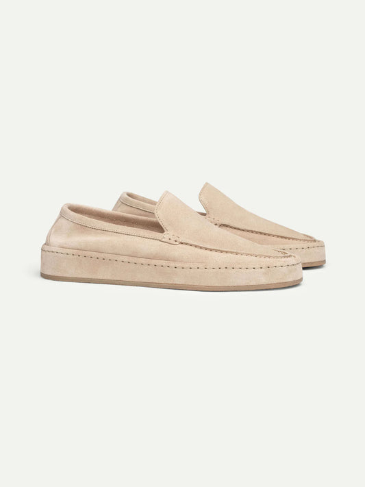 Dames Loafers | Lichtbeige Suède | Luxe Slip-On Schoenen
