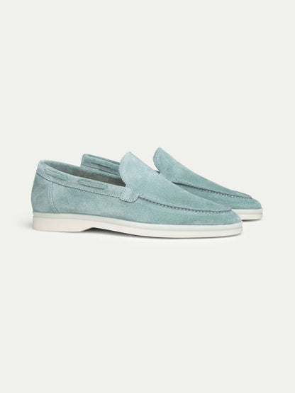 Dames Loafers | Petrol Suède | Luxe Slip-On Schoenen