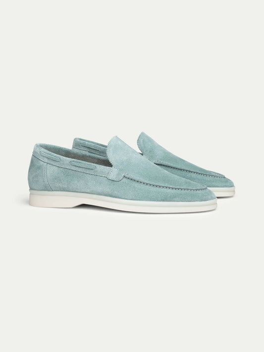 Dames Loafers | Petrol Suède | Luxe Slip-On Schoenen