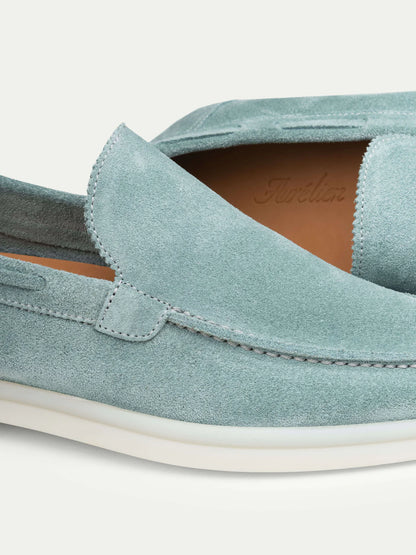 Dames Loafers | Petrol Suède | Luxe Slip-On Schoenen