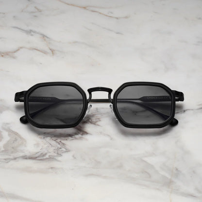 Lex Phantom | Zwarte geometrische zonnebril | Smoke glazen | Stoere look