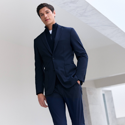 Heren Blazer | Katoen | Donkerblauw