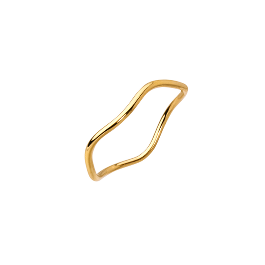 Afbeelding van de Harmora  Ring (Uniek)  Stijlvol, een elegante gouden ring met een unieke, asymmetrische vorm die een verfijnde uitstraling biedt.