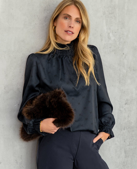 Colle | Blouse | Donkerblauw | Zwart