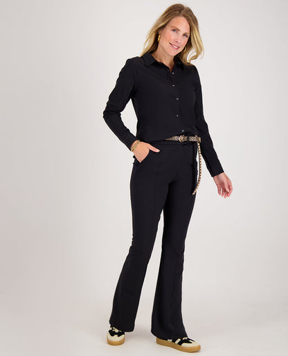 Dames Travel Broek | Flared Pasvorm | Zwart | Comfortabel