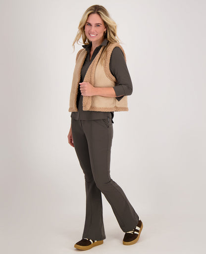 Dames Travel Top | V-Hals met Kraag | Zwart | Comfortabel