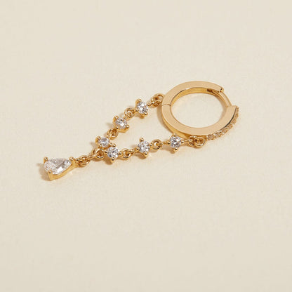 Diana - Gouden Oorring met Strass Hanger