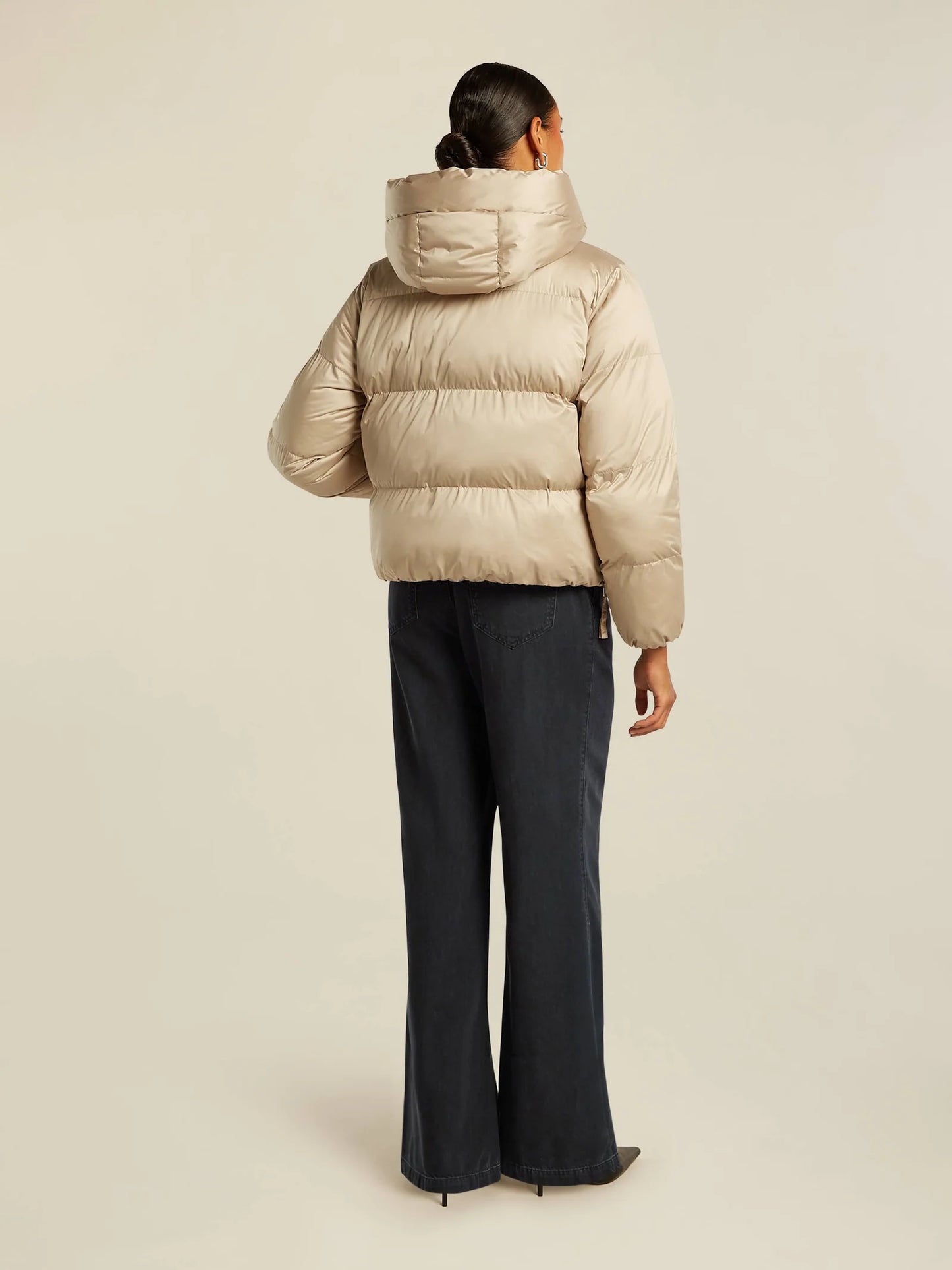 Dames Pufferjas Beige | Gewatteerd | Capuchon | Rits