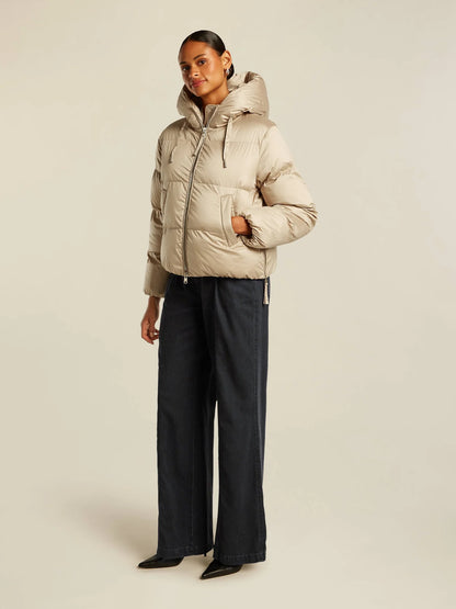 Dames Pufferjas Beige | Gewatteerd | Capuchon | Rits